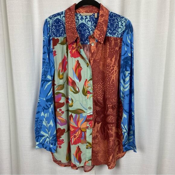 Soft Surroundings Floral Hermosa Tunic Blouse Sz.M - Picture 4 of 15